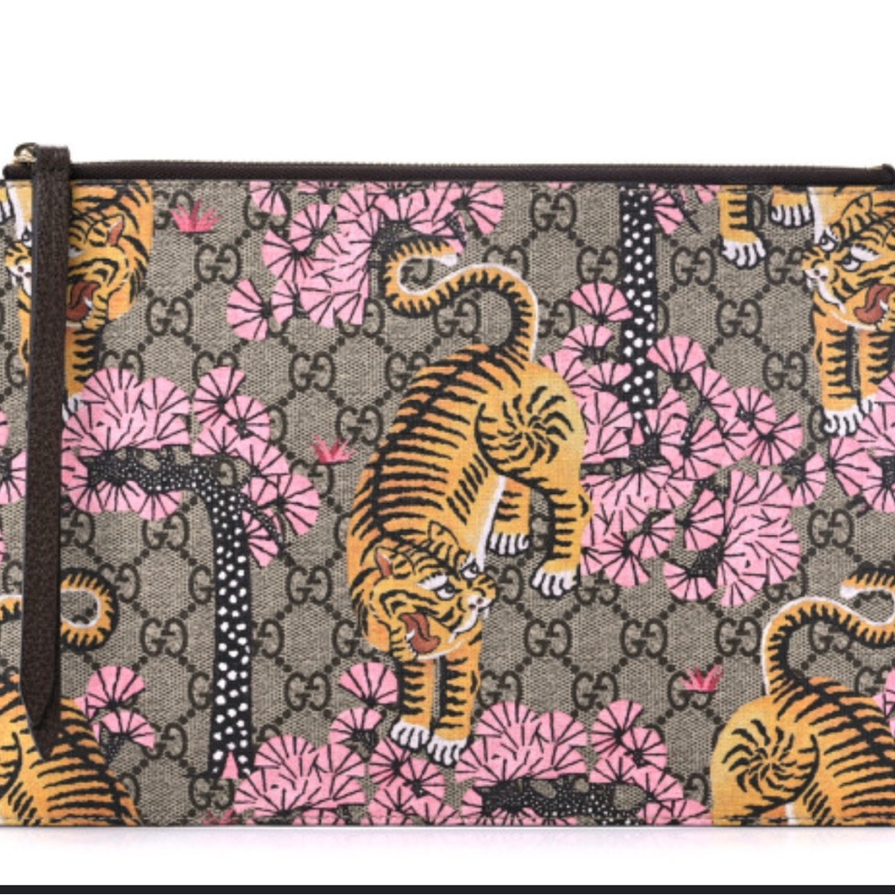 Gucci Pink and Brown Tiger Print Women's Bag